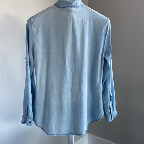 Faux Denim Button Down Shirt - Picture 2 of 4